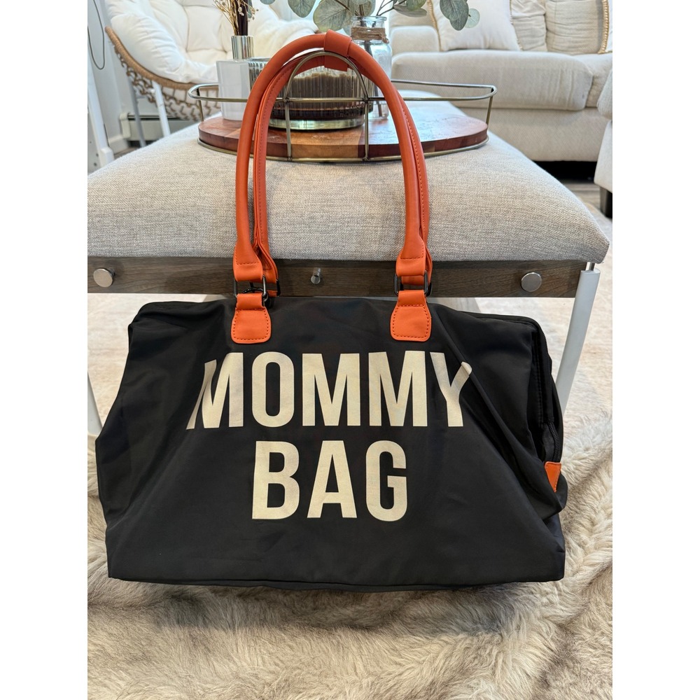 Mommy Bag Black Nylon Duffel Weekender Travel Diaper‎ Bag with Trolley Sleeve